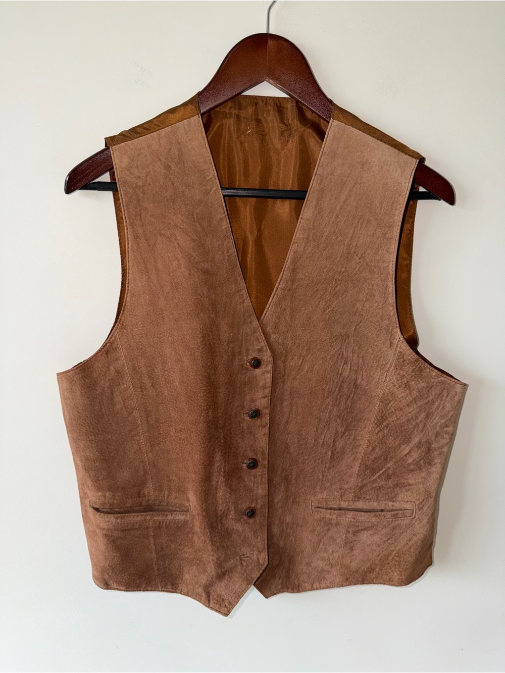 100% Genuine Suede Leather Brown Vest - Classic Tailored Waistcoat